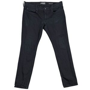 Rude Skinny Jeans Men’s 36 x 30 Jet Black Stretch Denim Streetwear 5 Pocket 9.5”